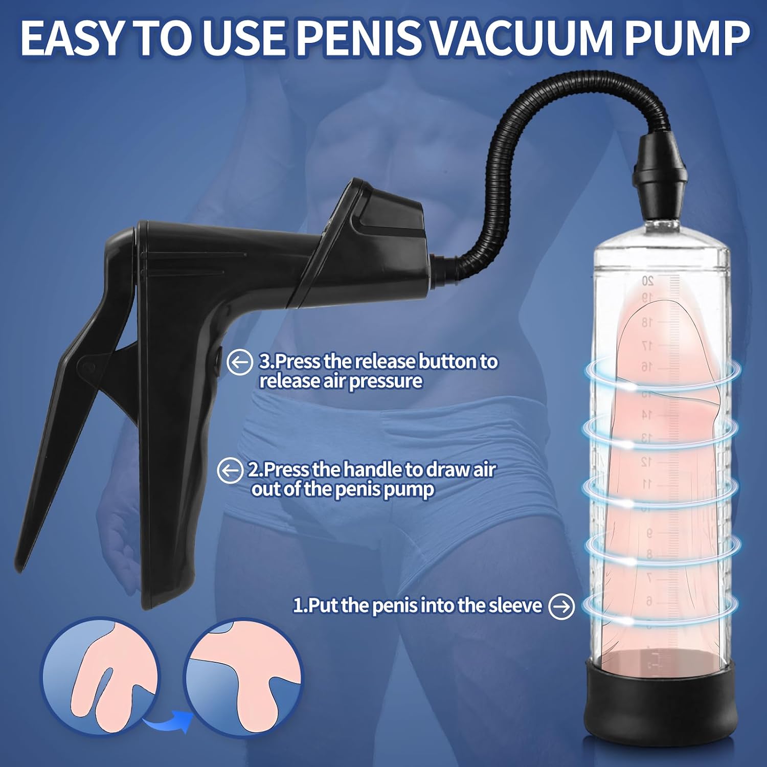FirmPull Manual Penis Pump | Gauged Barrel + Tire Rings - Vixen Adult Playroom