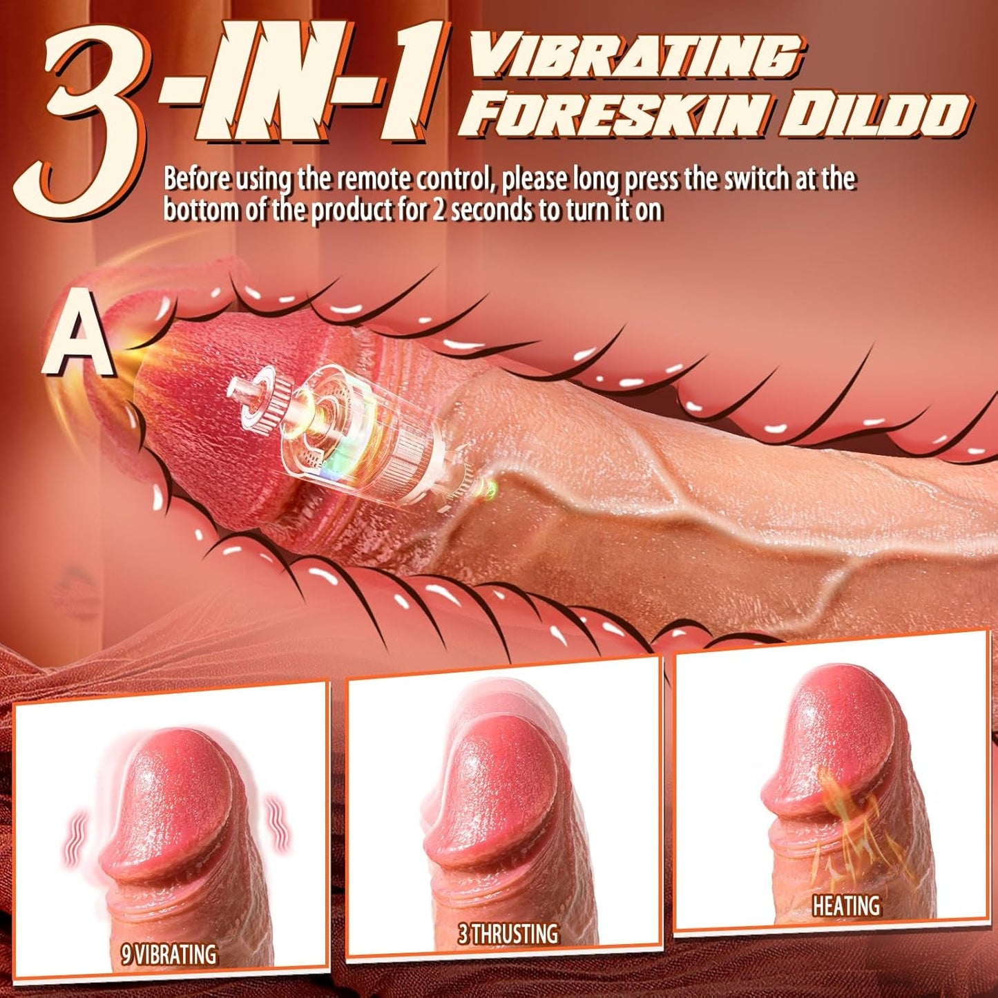 FleshGlide Heated Thrusting Foreskin Dildo - Vixen | Nova Network