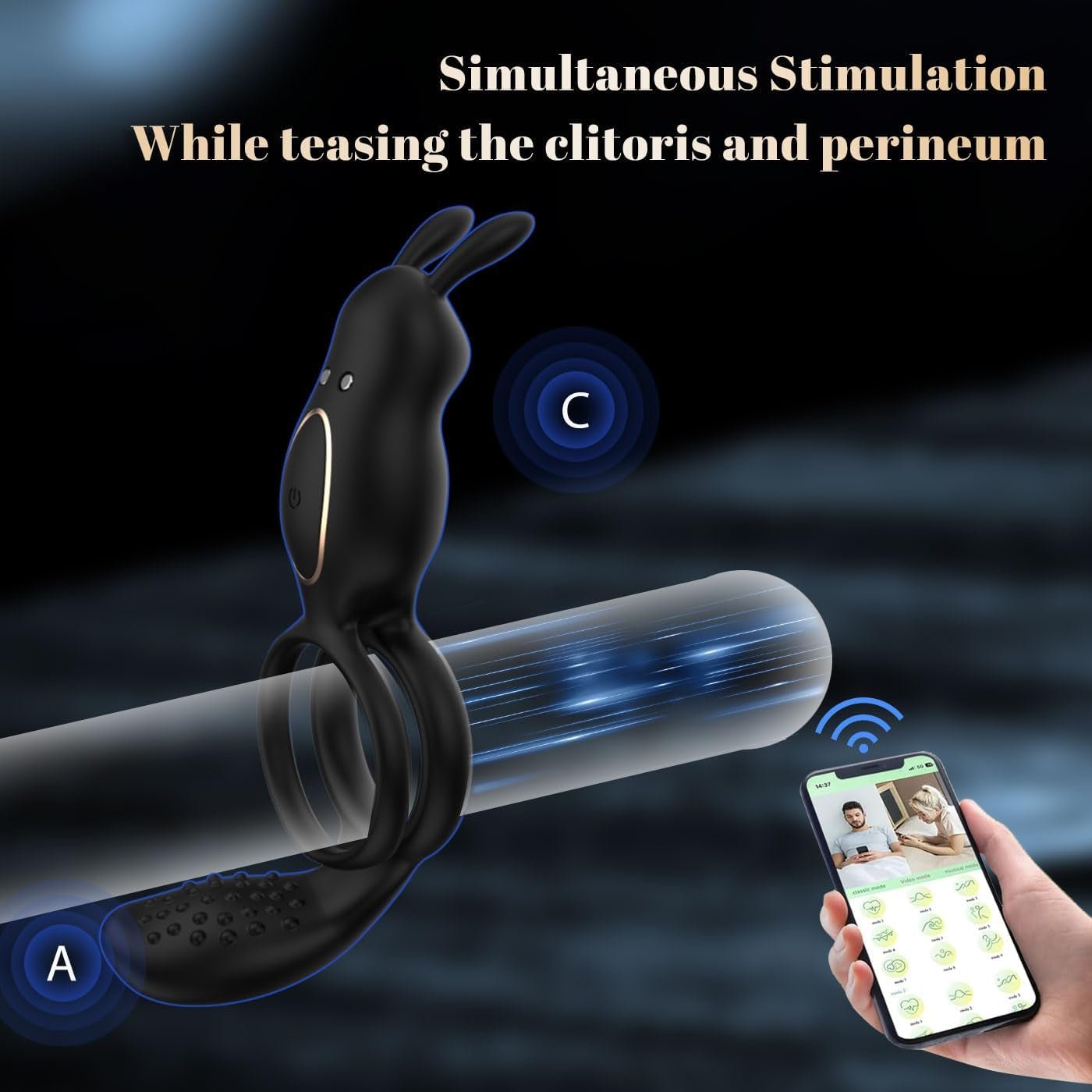 FlexBond Vibrating Cock Ring with Rabbit Clit Stimulator - Vixen | Nova Network