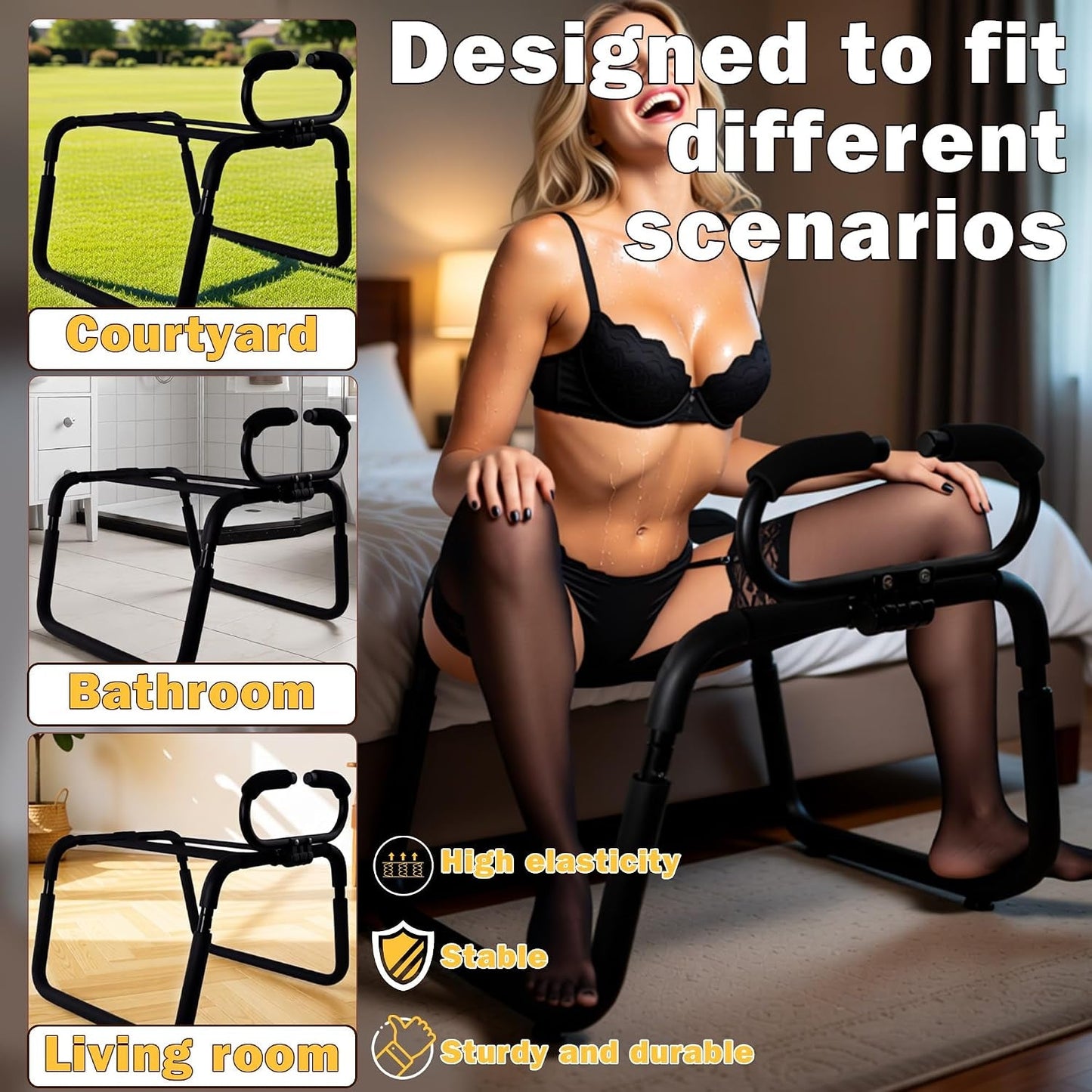 FlexThrone Adjustable Sex Chair | Elastic Band Support - Vixen Adult Playroom