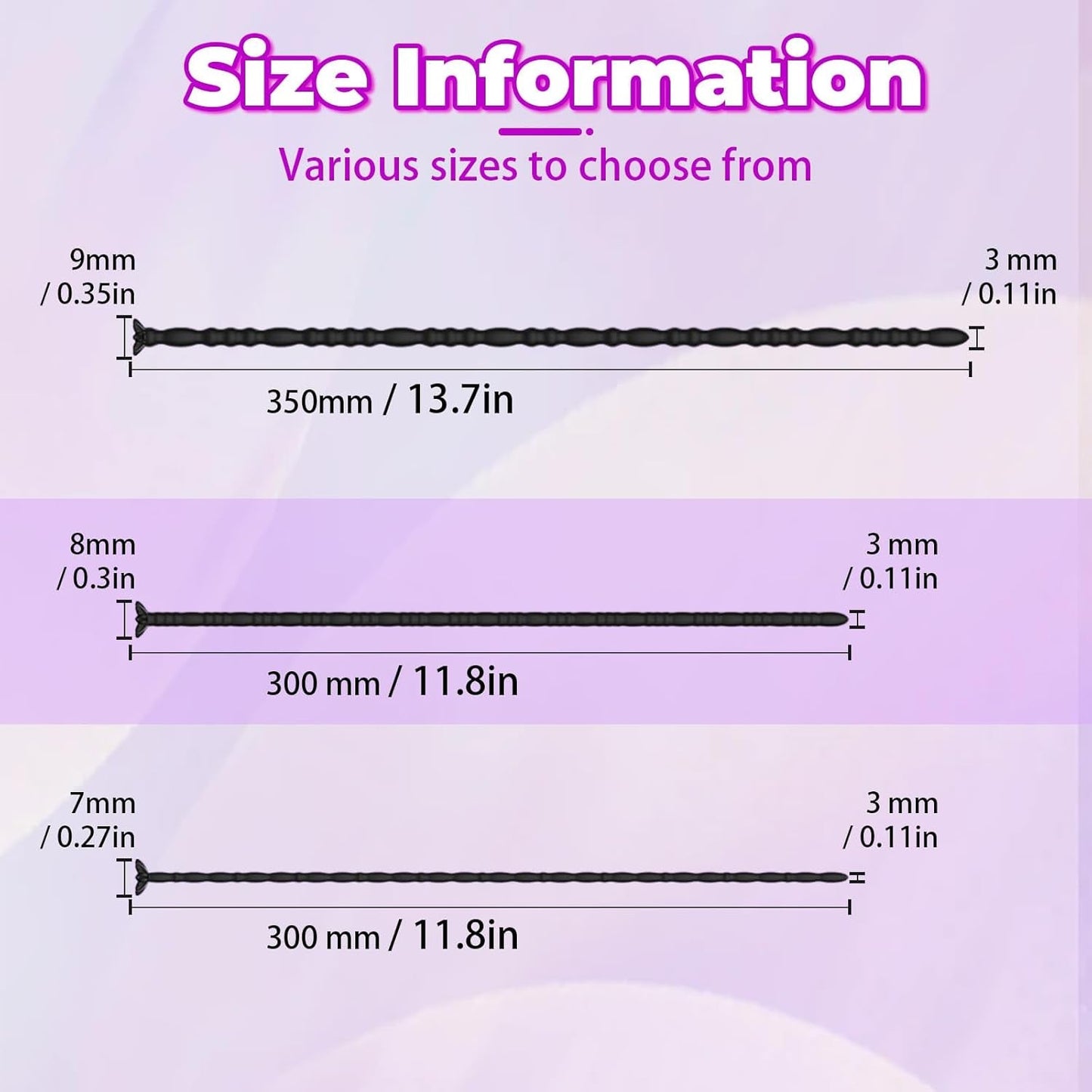 FlexTrio 3-Piece Hollow Silicone Urethral Sound Set - Vixen | Nova Network