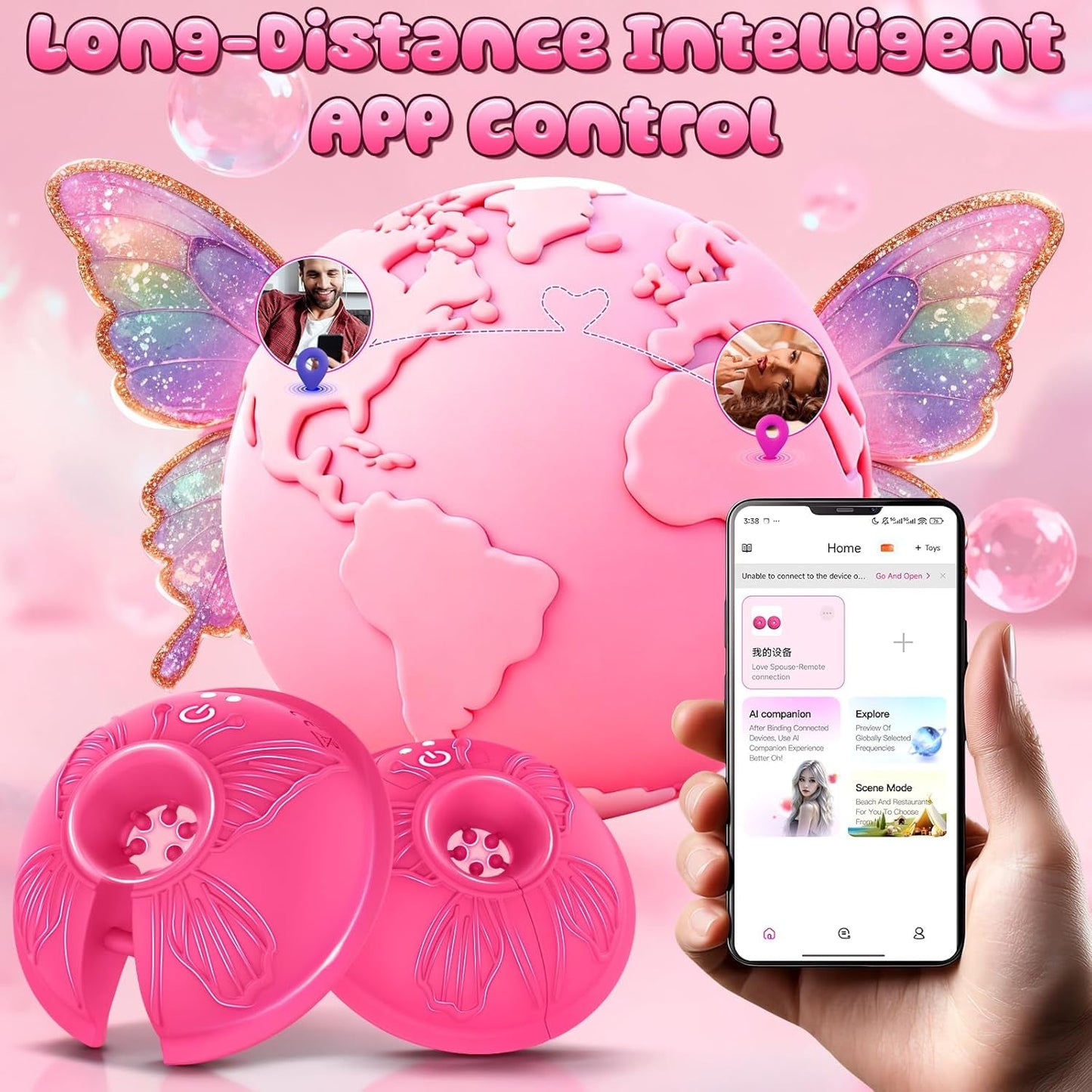 FlutterClamp Vibrating Nipple Clamps with App/Remote Control - Vixen | Nova Network