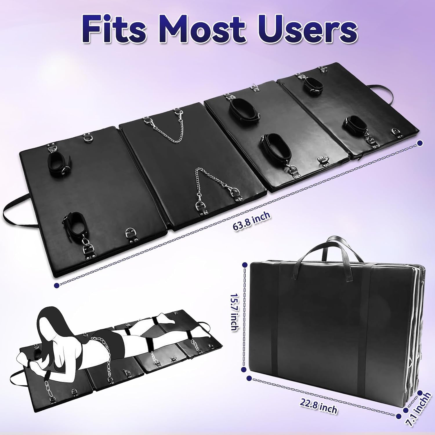 FoldPlay Portable Bondage Mat | PU Leather & Restraints - Vixen Adult Playroom