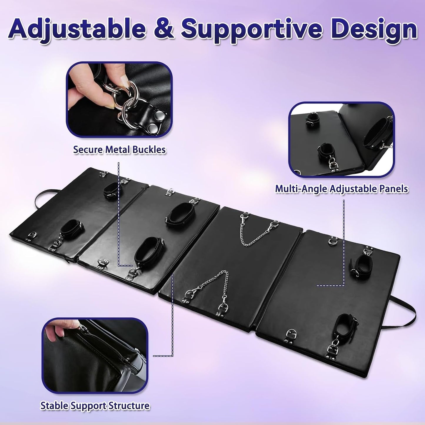 FoldPlay Portable Bondage Mat | PU Leather & Restraints - Vixen Adult Playroom