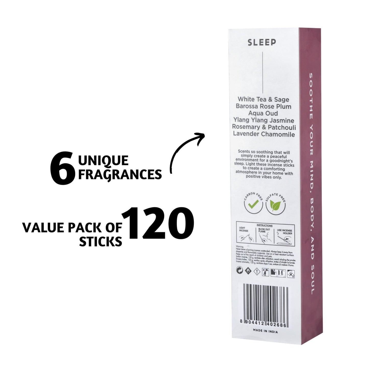 Folkulture Incense Sticks (120 Sticks) | Set of 6 Premium, Deep Sleep, Calm Incense - Night Relaxation | No Charcoal, Organic, Non Toxic, 45 Mins Burning Lavender, Rosemary Insence - Sticks Aromatherapy - Vixen | Nova Network