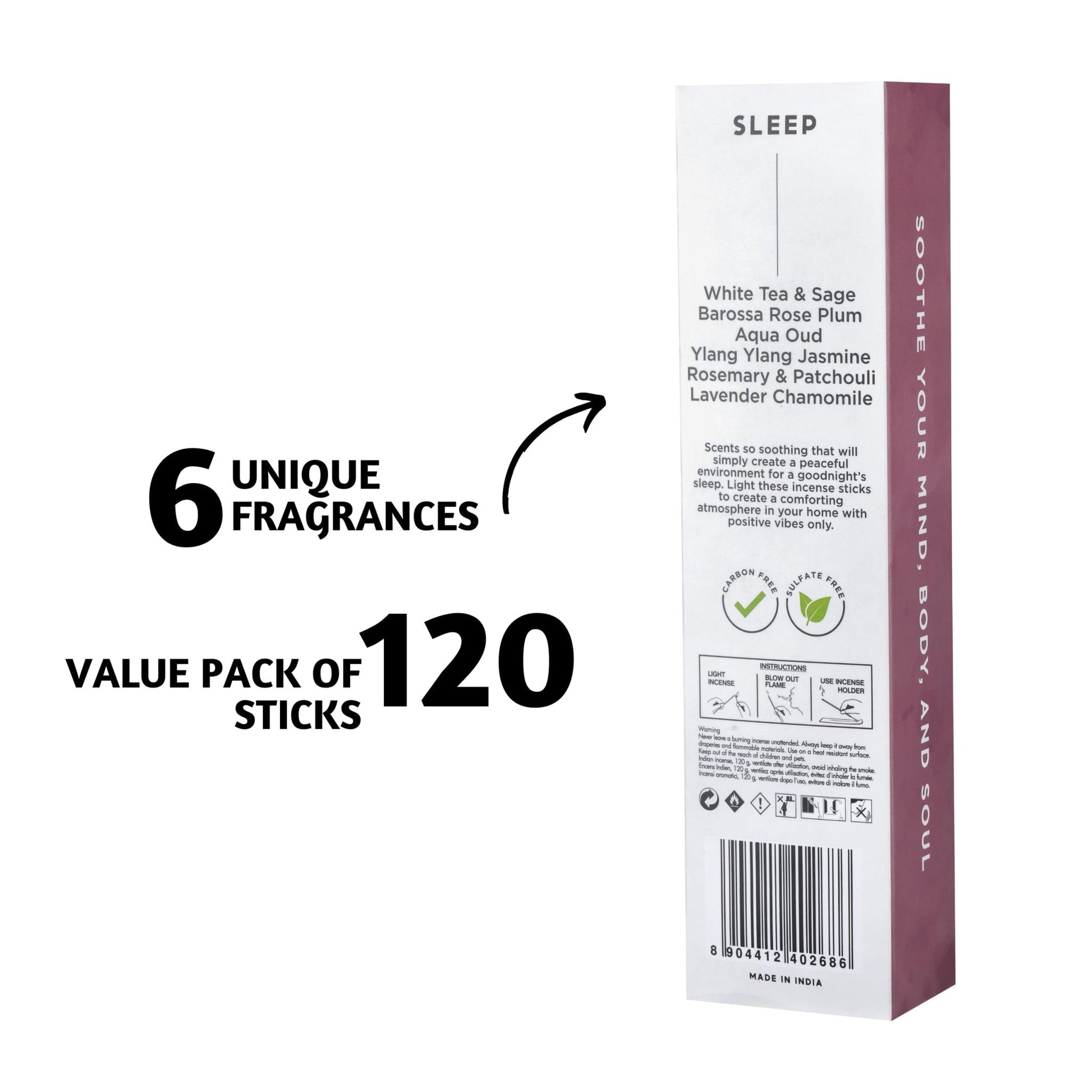 Folkulture Incense Sticks (120 Sticks) | Set of 6 Premium, Deep Sleep, Calm Incense - Night Relaxation | No Charcoal, Organic, Non Toxic, 45 Mins Burning Lavender, Rosemary Insence - Sticks Aromatherapy - Vixen | Nova Network