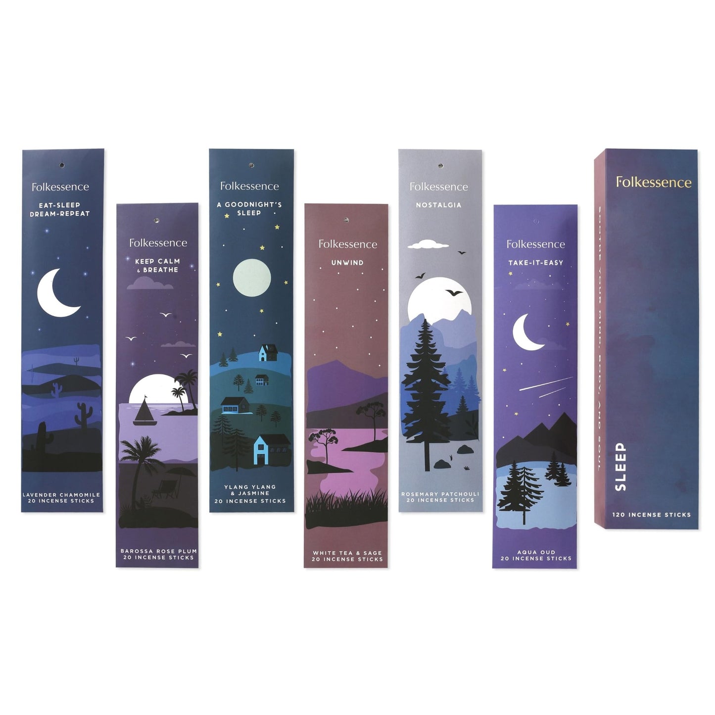 Folkulture Incense Sticks (120 Sticks) | Set of 6 Premium, Deep Sleep, Calm Incense - Night Relaxation | No Charcoal, Organic, Non Toxic, 45 Mins Burning Lavender, Rosemary Insence - Sticks Aromatherapy - Vixen | Nova Network