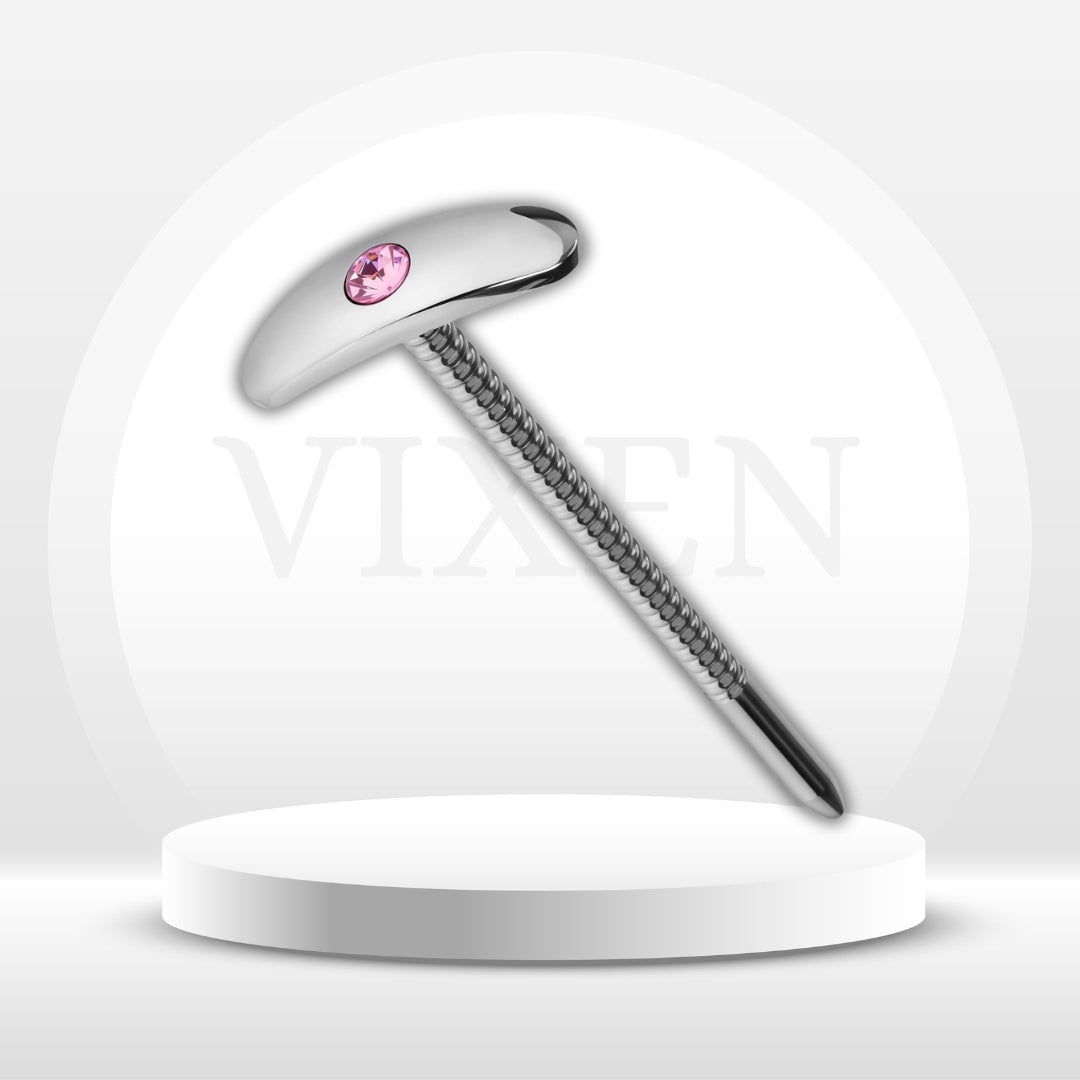GemRod Stainless Steel Urethral Sound Pink Gem Plug - Vixen | Nova Network
