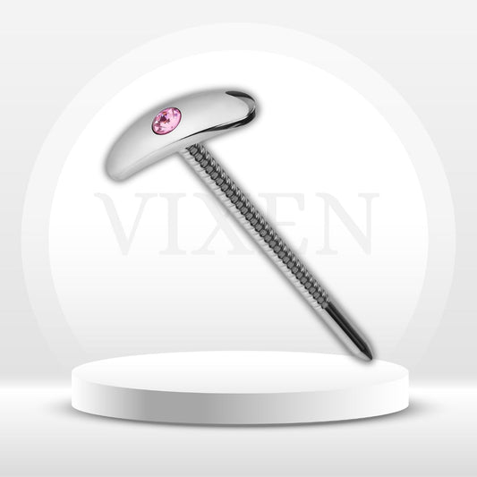 GemRod Stainless Steel Urethral Sound Pink Gem Plug - Vixen | Nova Network