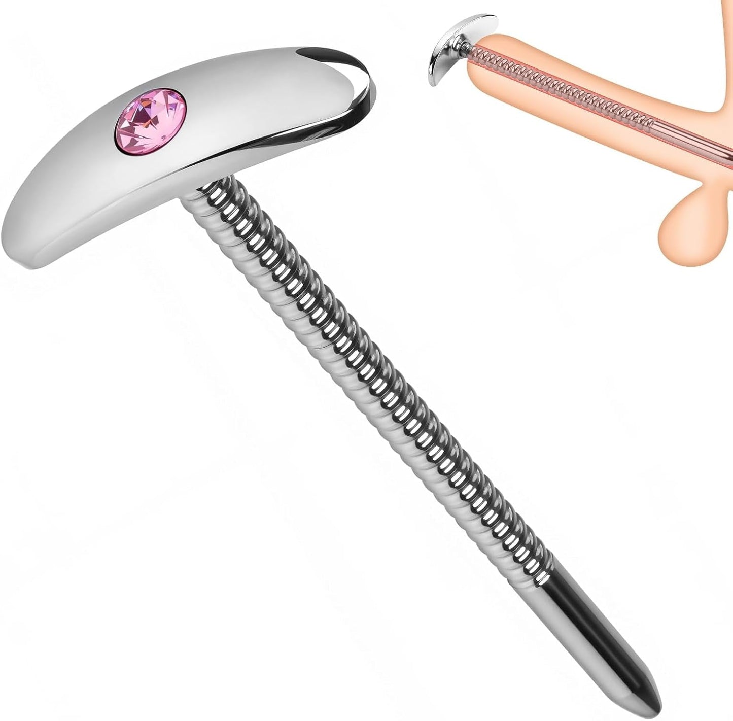GemRod Stainless Steel Urethral Sound Pink Gem Plug - Vixen | Nova Network