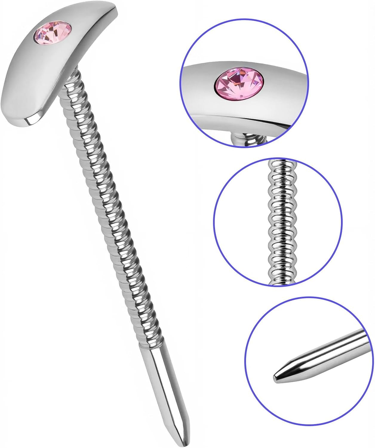GemRod Stainless Steel Urethral Sound Pink Gem Plug - Vixen | Nova Network