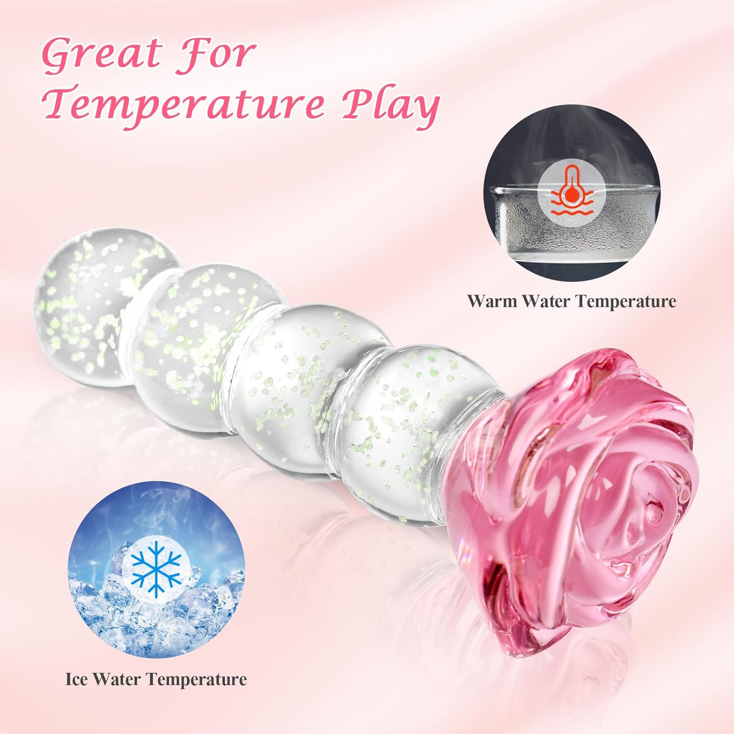 GlowRose Glass Anal Beads - Vixen | Nova Network
