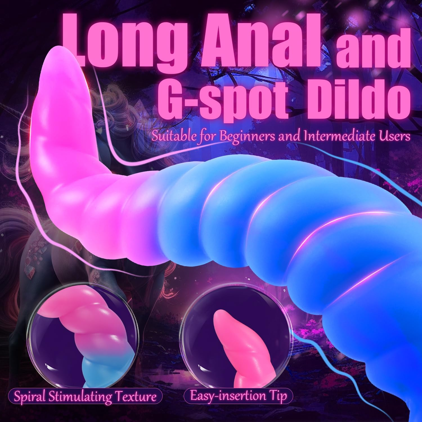 GlowSerpent Spiral Glow Anal Dildo | Strong Suction Cup - Vixen | Nova Network