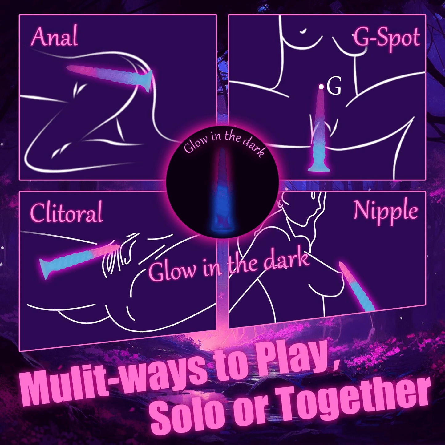 GlowSerpent Spiral Glow Anal Dildo | Strong Suction Cup - Vixen | Nova Network