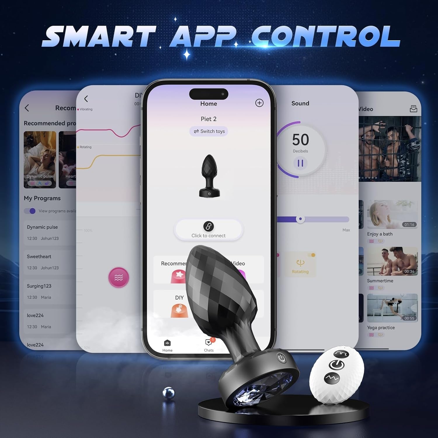 GlowStorm 360° Rotating Butt Plug - Vixen Adult Playroom
