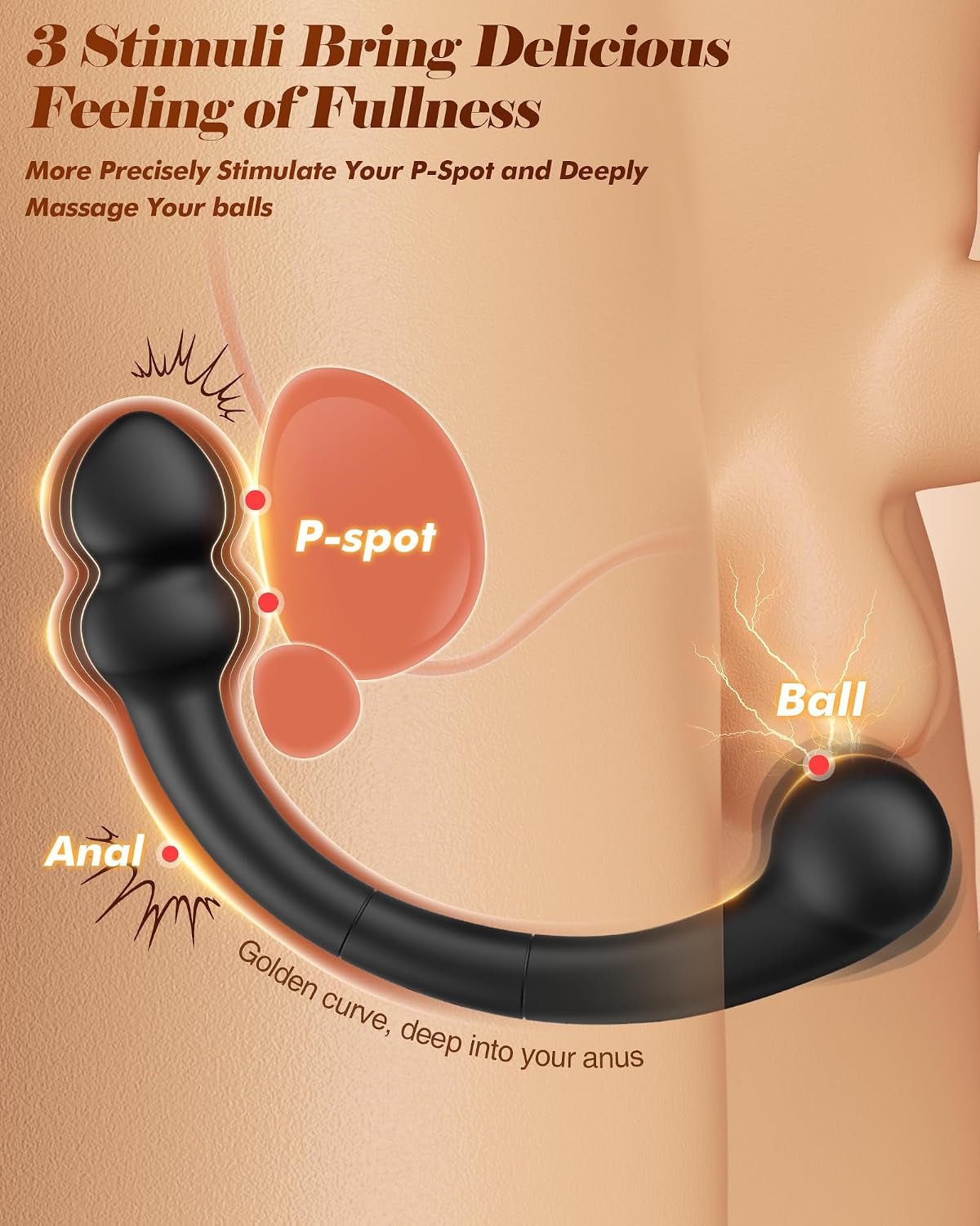 GoldenCurve Dual-Ended Prostate Massager & Anal Hook – App, 10 Modes - Vixen Adult Playroom