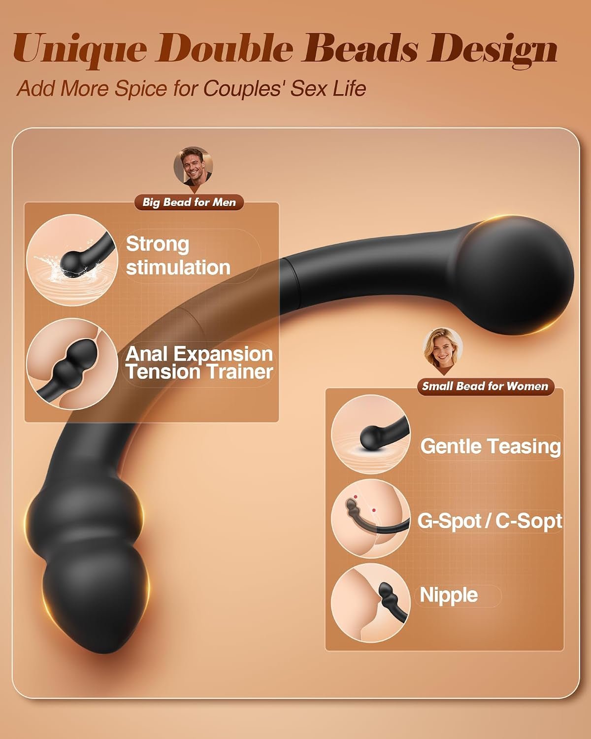 GoldenCurve Dual-Ended Prostate Massager & Anal Hook – App, 10 Modes - Vixen Adult Playroom
