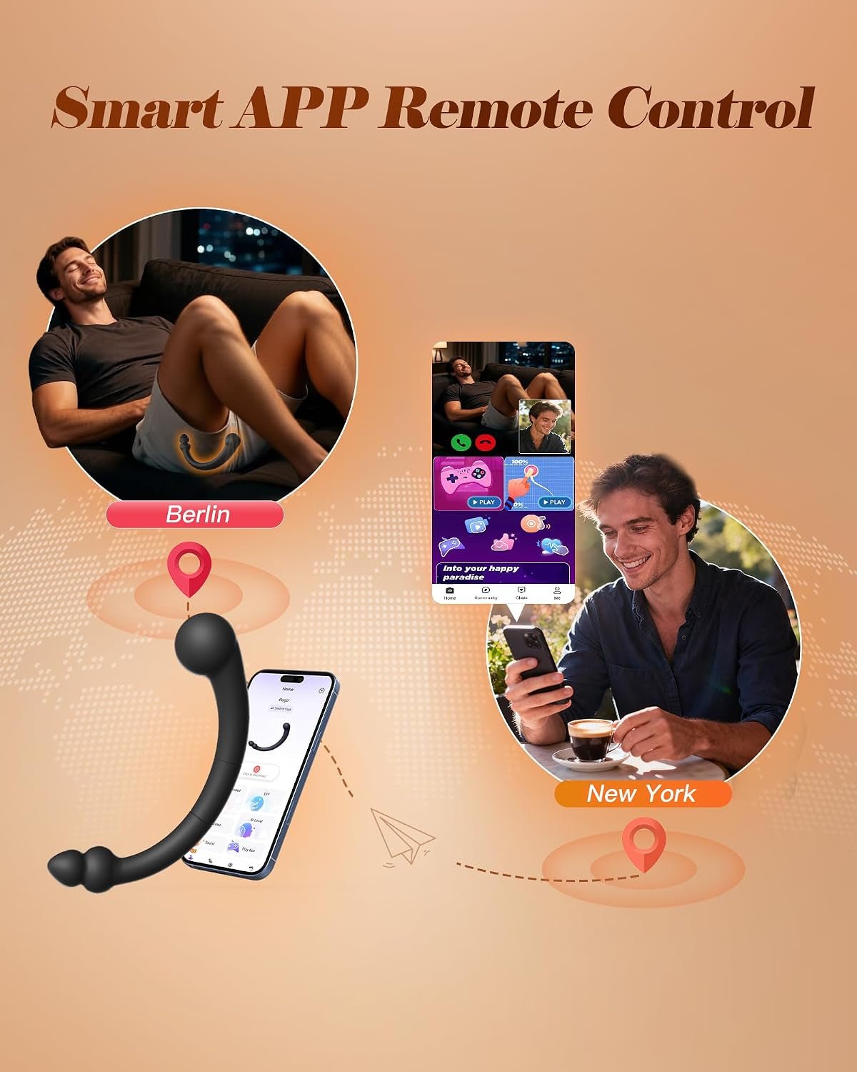 GoldenCurve Dual-Ended Prostate Massager & Anal Hook – App, 10 Modes - Vixen Adult Playroom