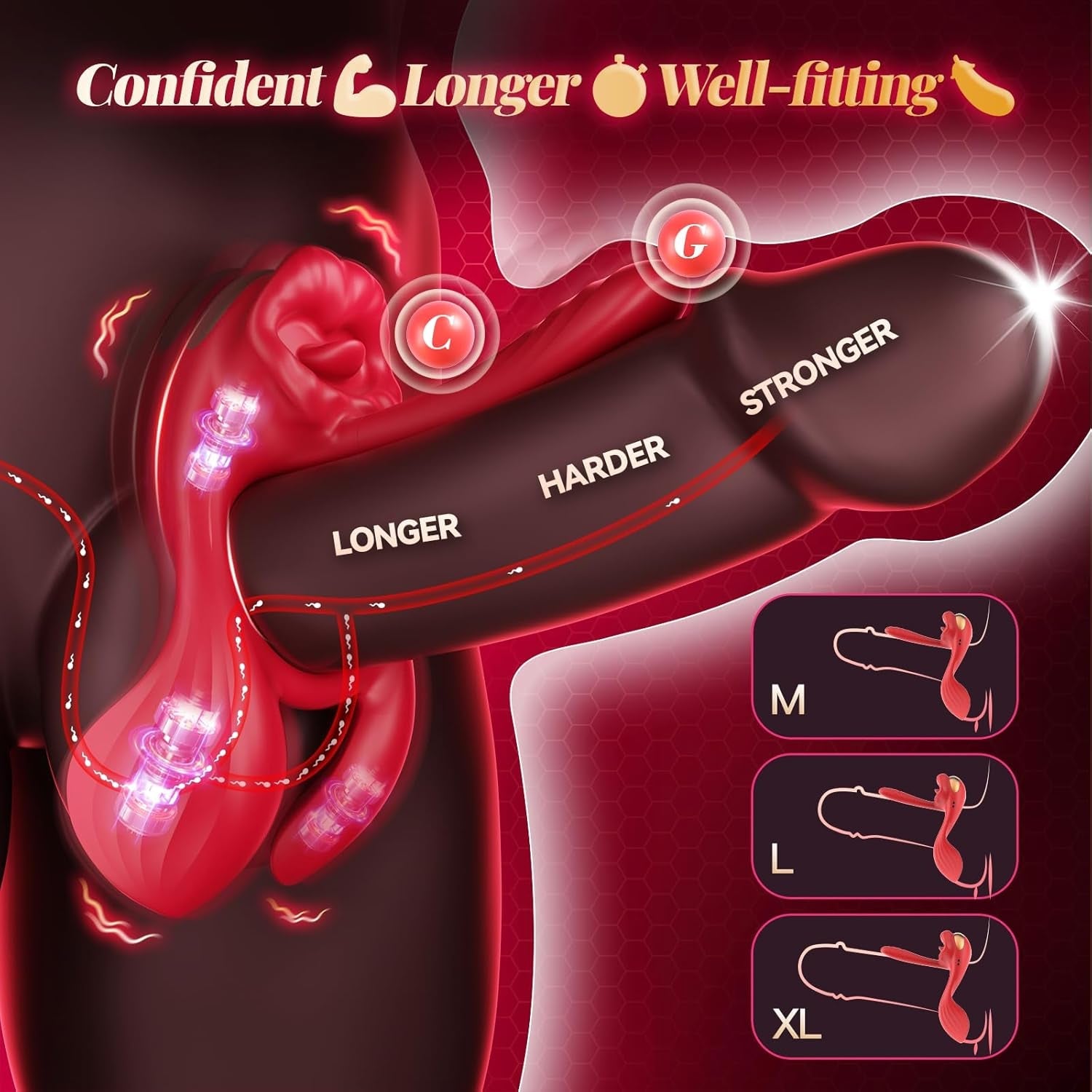 GoldenKiss Vibrating Cock Ring Licking 4 Motors 7 Modes - Vixen | Nova Network
