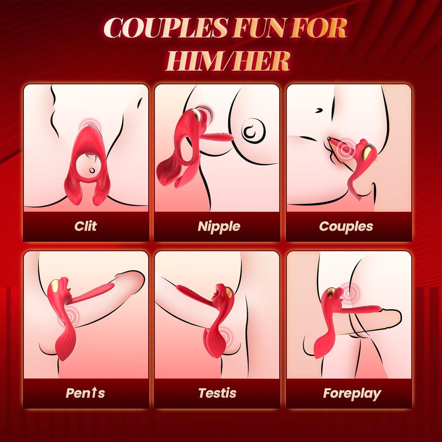 GoldenKiss Vibrating Cock Ring Licking 4 Motors 7 Modes - Vixen | Nova Network