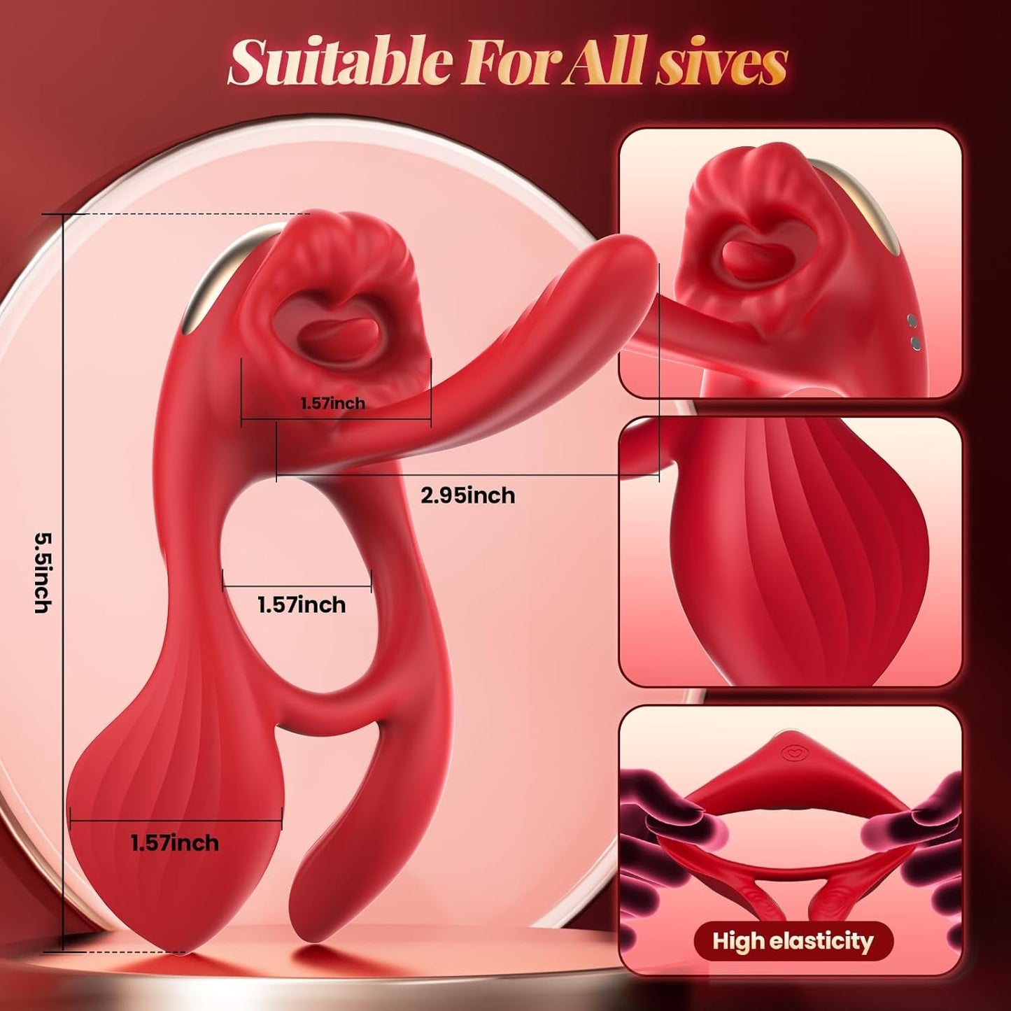 GoldenKiss Vibrating Cock Ring Licking 4 Motors 7 Modes - Vixen | Nova Network
