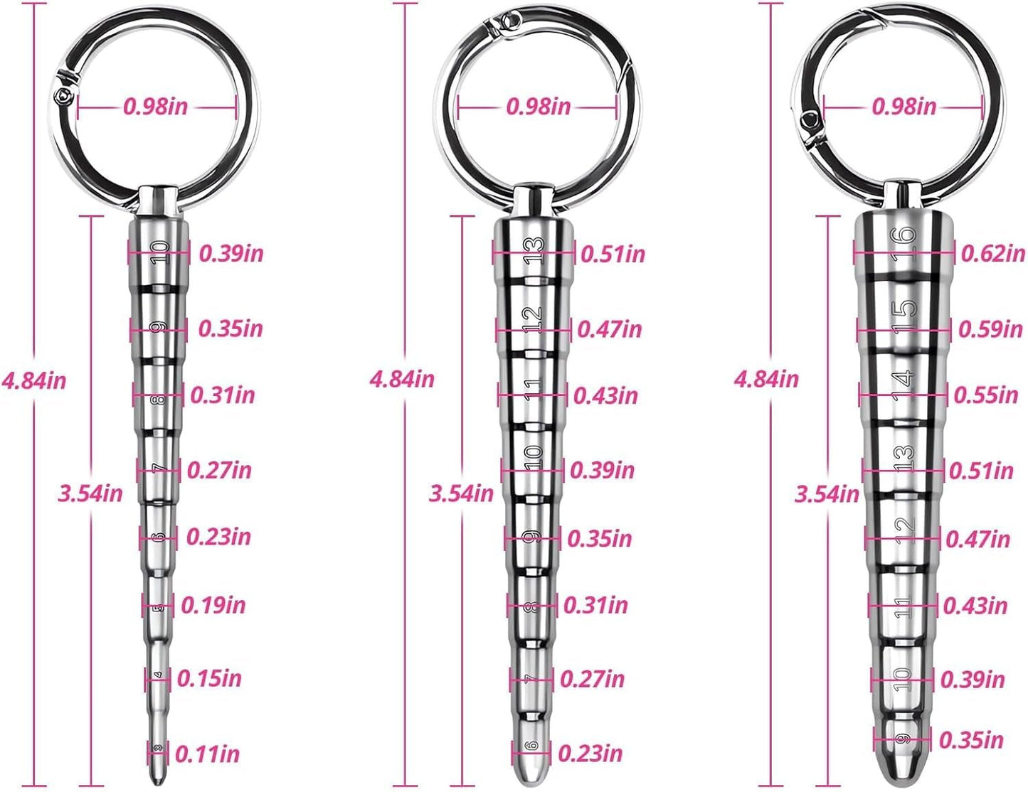 GradePro 3-Piece Graduated Steel Urethral Sound Set - Vixen | Nova Network
