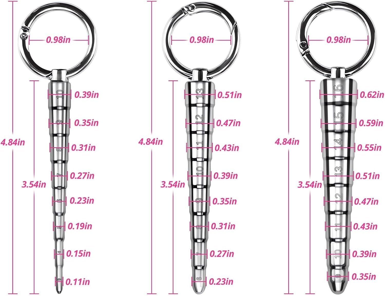 GradePro 3-Piece Graduated Steel Urethral Sound Set - Vixen | Nova Network
