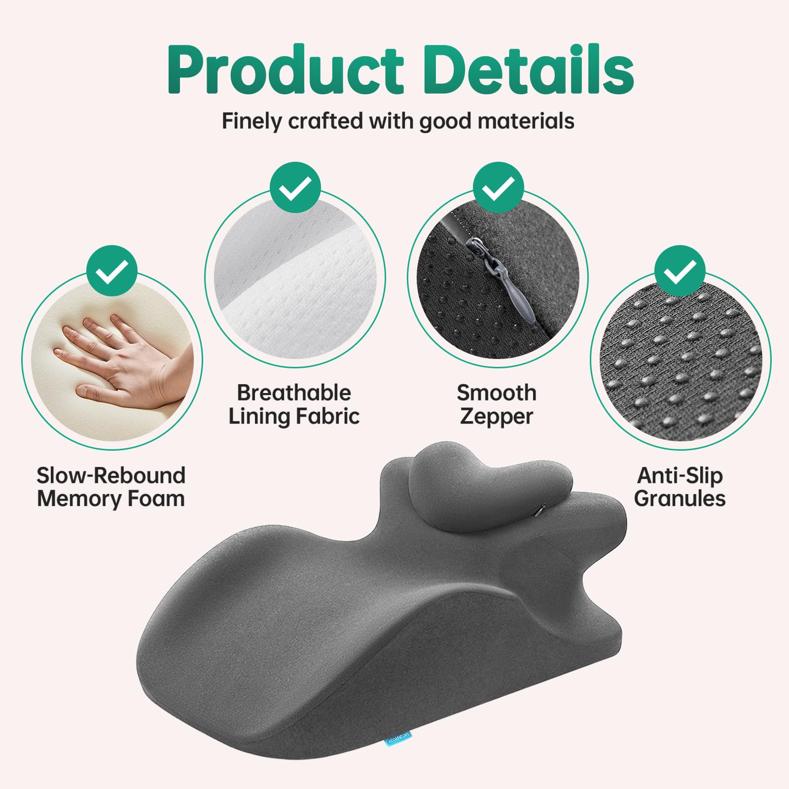 Gray Couples Intimacy Position Wedge Pillow - Vixen | Nova Network