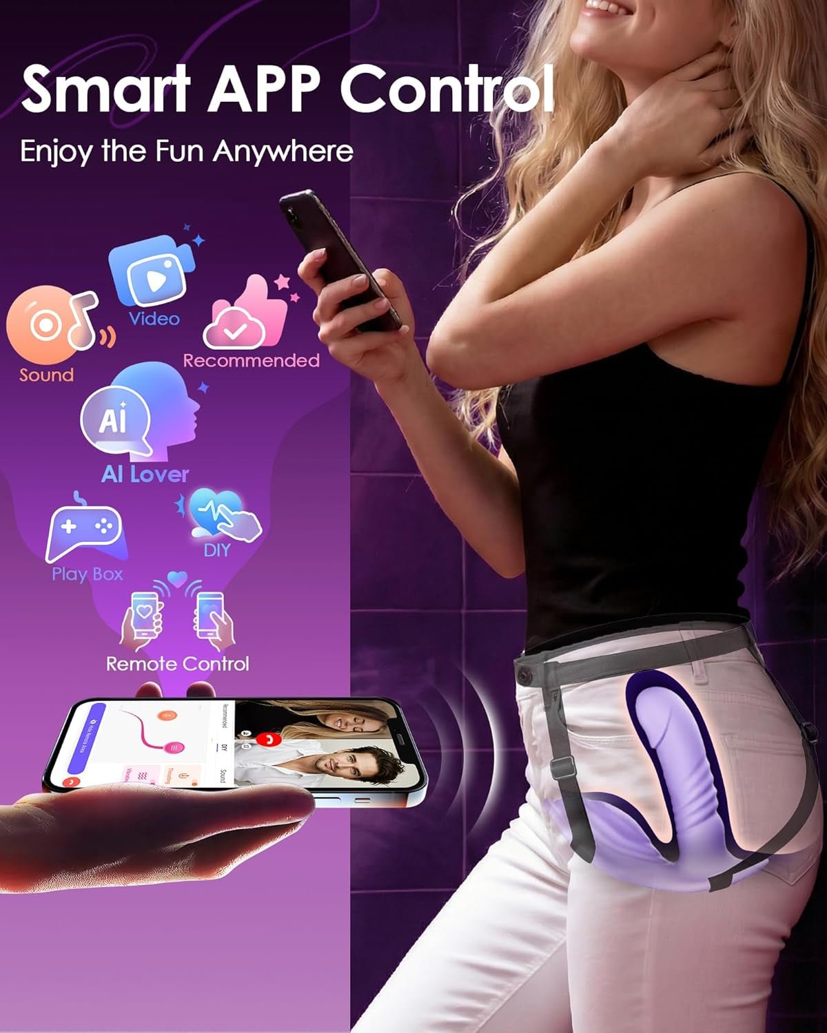 Grind & Glide Strap-On Riding Thrusting Dildo – App Remote, 9x9 Modes - Vixen Adult Playroom