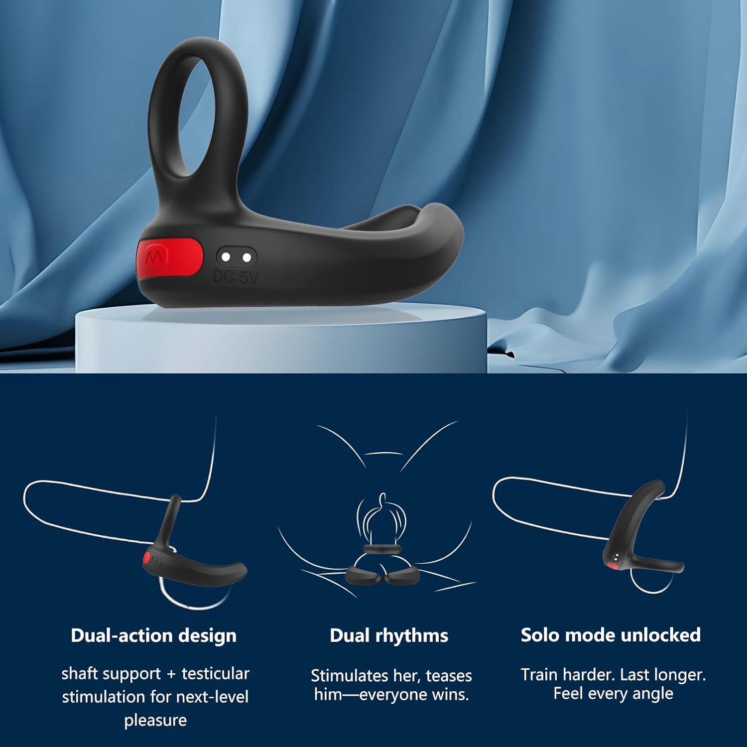 GripPulse Vibrating Dual Cock Ring - Vixen | Nova Network