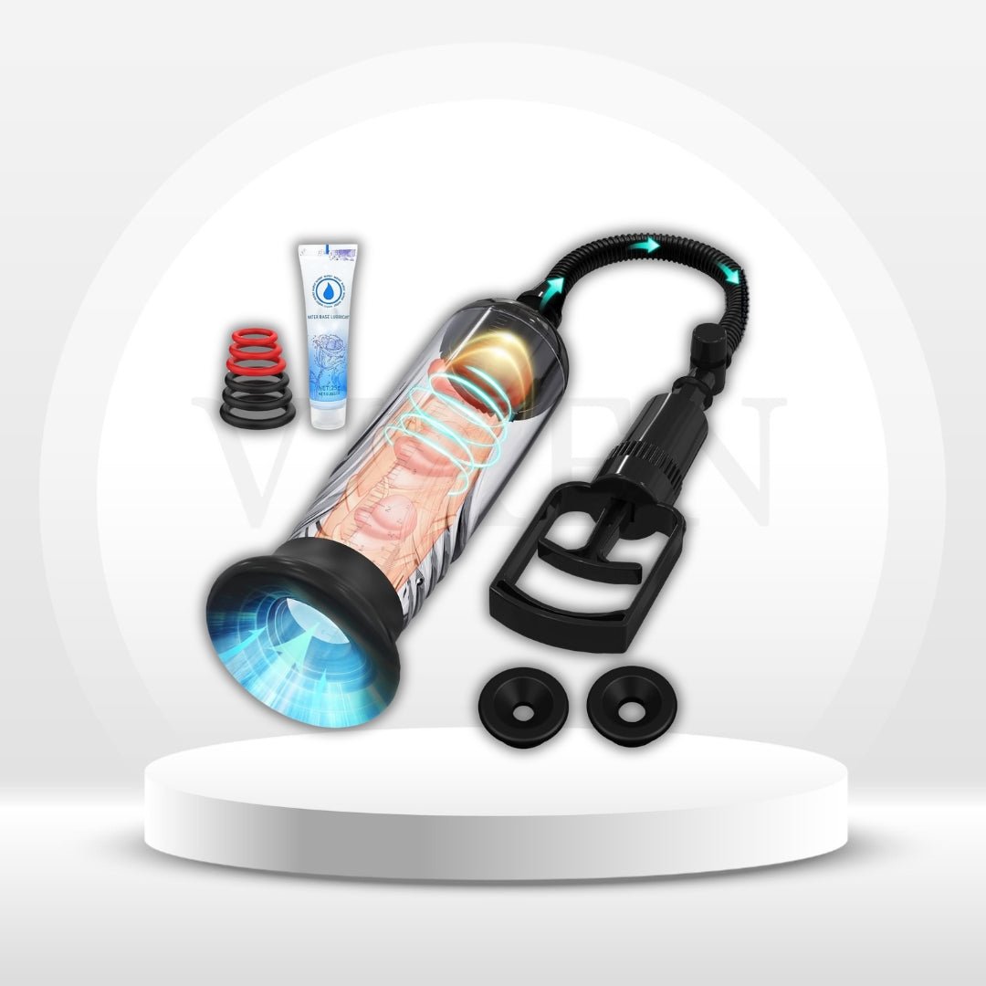 GripVault Manual Penis Pump | 3 Silicone Sleeves + Lube - Vixen Adult Playroom