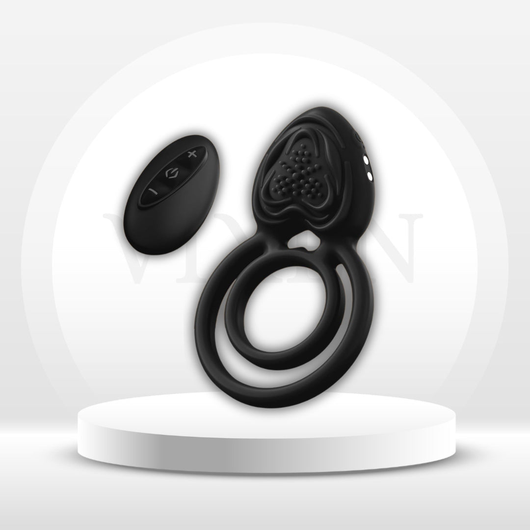 HeartbeatGrip 3-in-1 Vibrating Cock Ring Clit Massager - 10 Modes - Vixen Adult Playroom