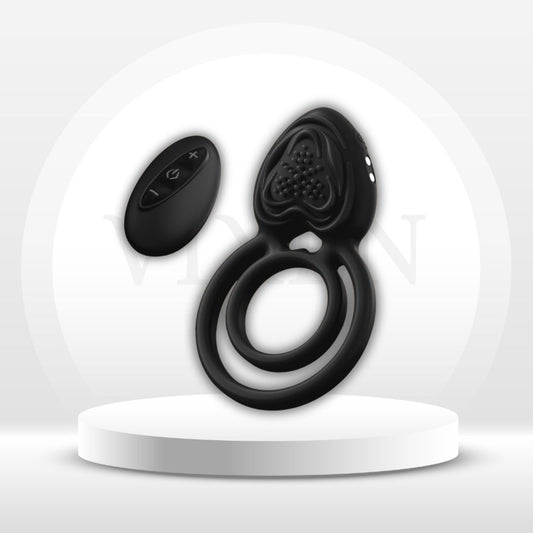 HeartbeatGrip 3-in-1 Vibrating Cock Ring Clit Massager - 10 Modes - Vixen Adult Playroom