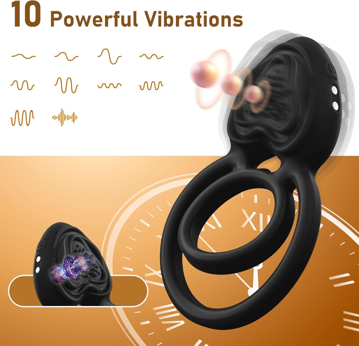 HeartbeatGrip 3-in-1 Vibrating Cock Ring Clit Massager - 10 Modes - Vixen Adult Playroom