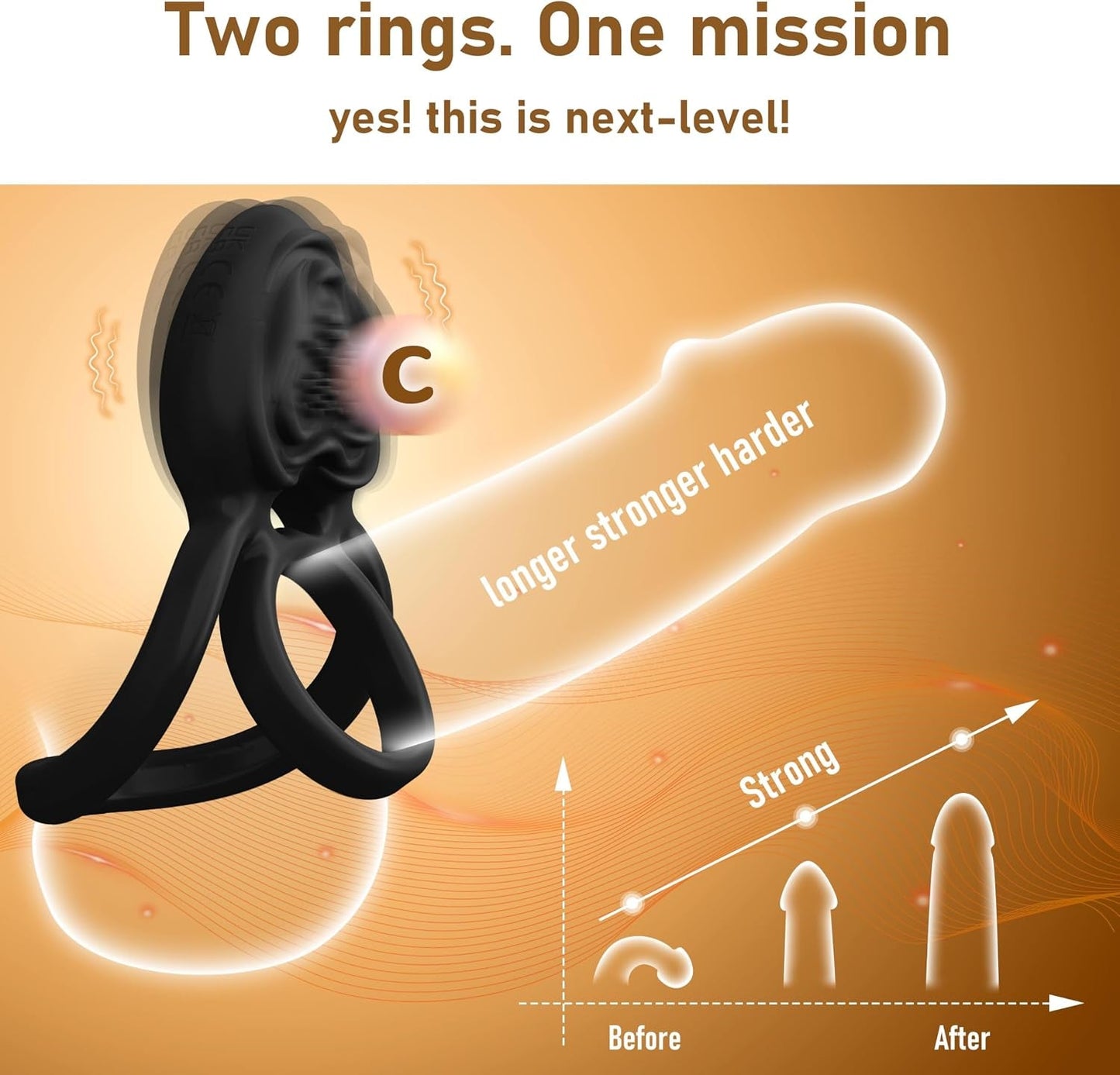 HeartbeatGrip 3-in-1 Vibrating Cock Ring Clit Massager - 10 Modes - Vixen Adult Playroom