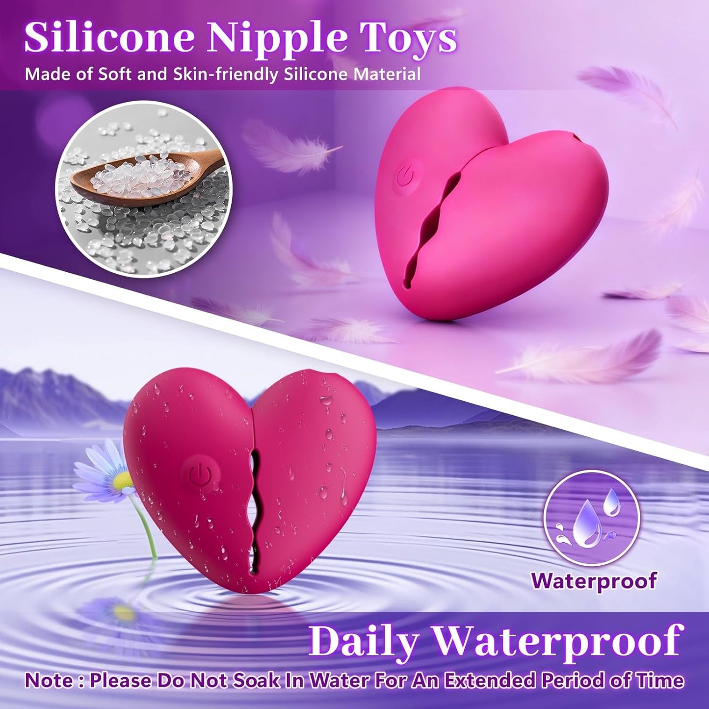 HeartbeatTease Vibrating Nipple Clamps – App Control, 9 Modes - Vixen Adult Playroom
