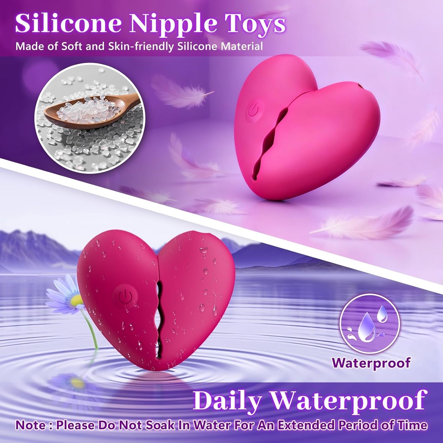 HeartbeatTease Vibrating Nipple Clamps – App Control, 9 Modes - Vixen Adult Playroom