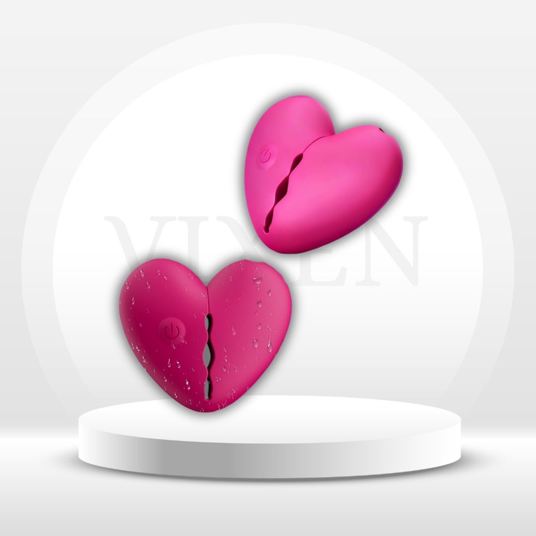 HeartbeatTease Vibrating Nipple Clamps – App Control, 9 Modes - Vixen Adult Playroom