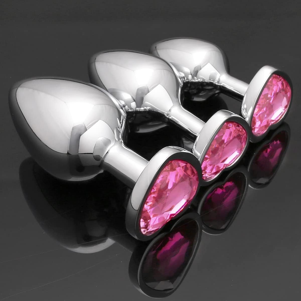 HeartGem 3-Piece Metal Heart Jewel Butt Plug Set - Vixen | Nova Network