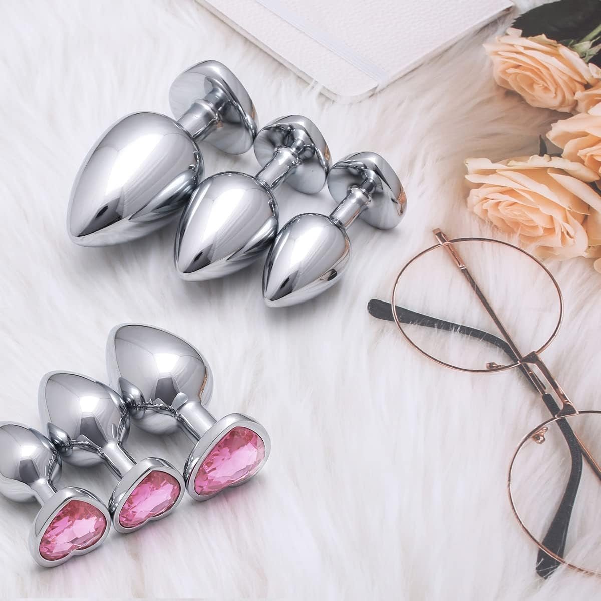 HeartGem 3-Piece Metal Heart Jewel Butt Plug Set - Vixen | Nova Network
