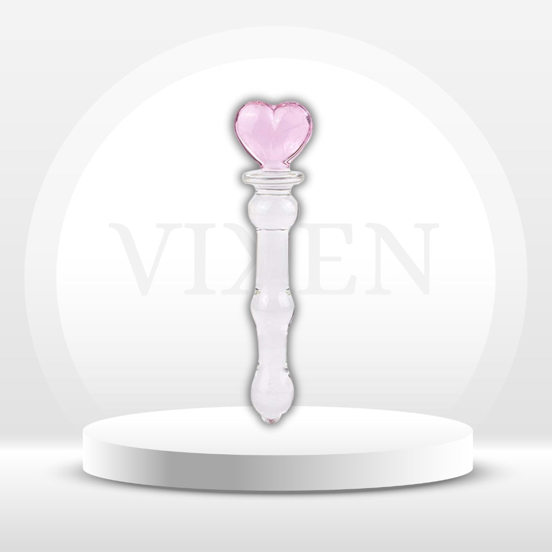 HeartGlass Pink Heart Glass Dildo Wand - Vixen | Nova Network
