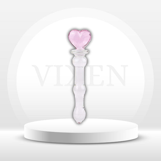 HeartGlass Pink Heart Glass Dildo Wand - Vixen | Nova Network
