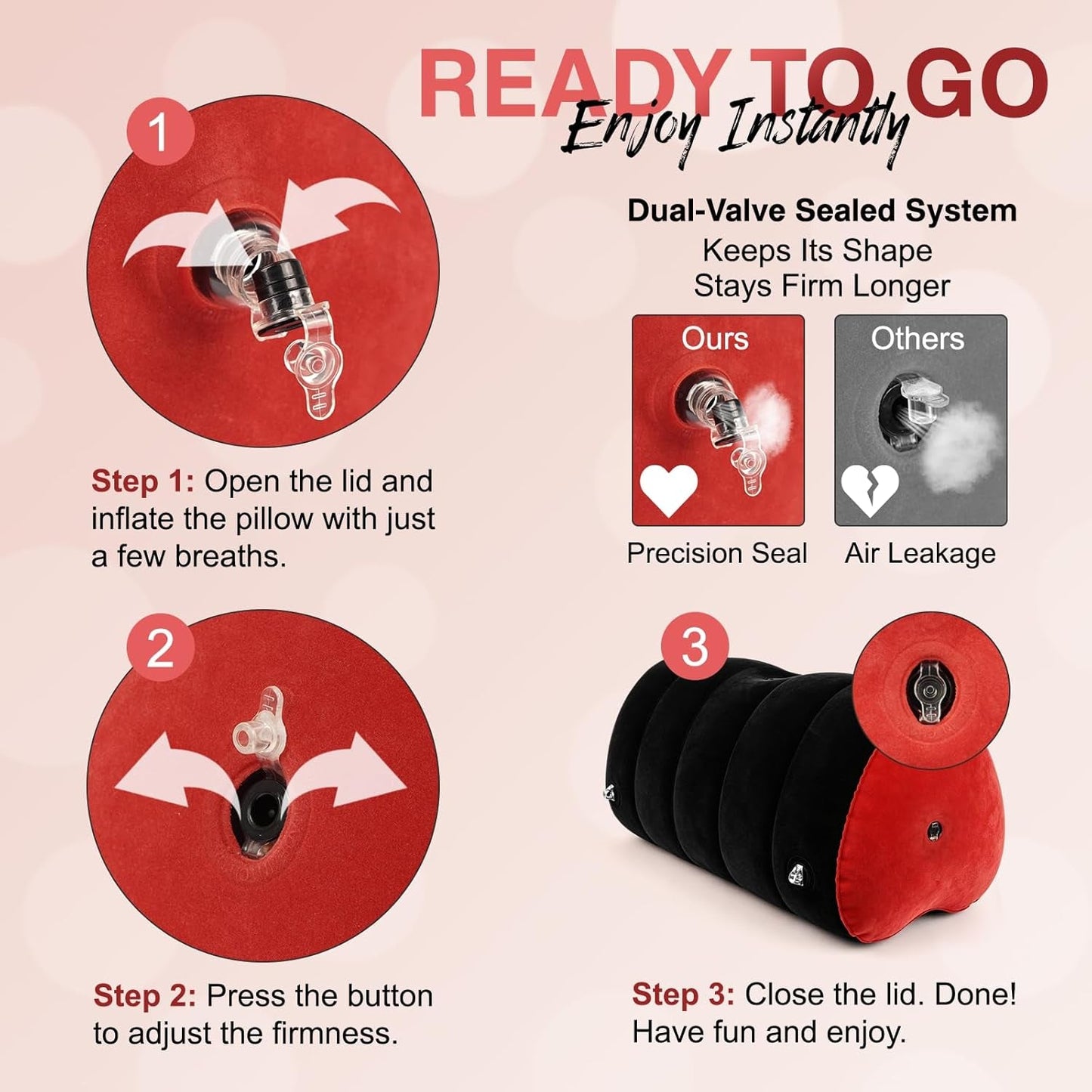 HeartLift Inflatable Sex Position Cushion | BDSM Toy Mount Kit - Vixen Adult Playroom