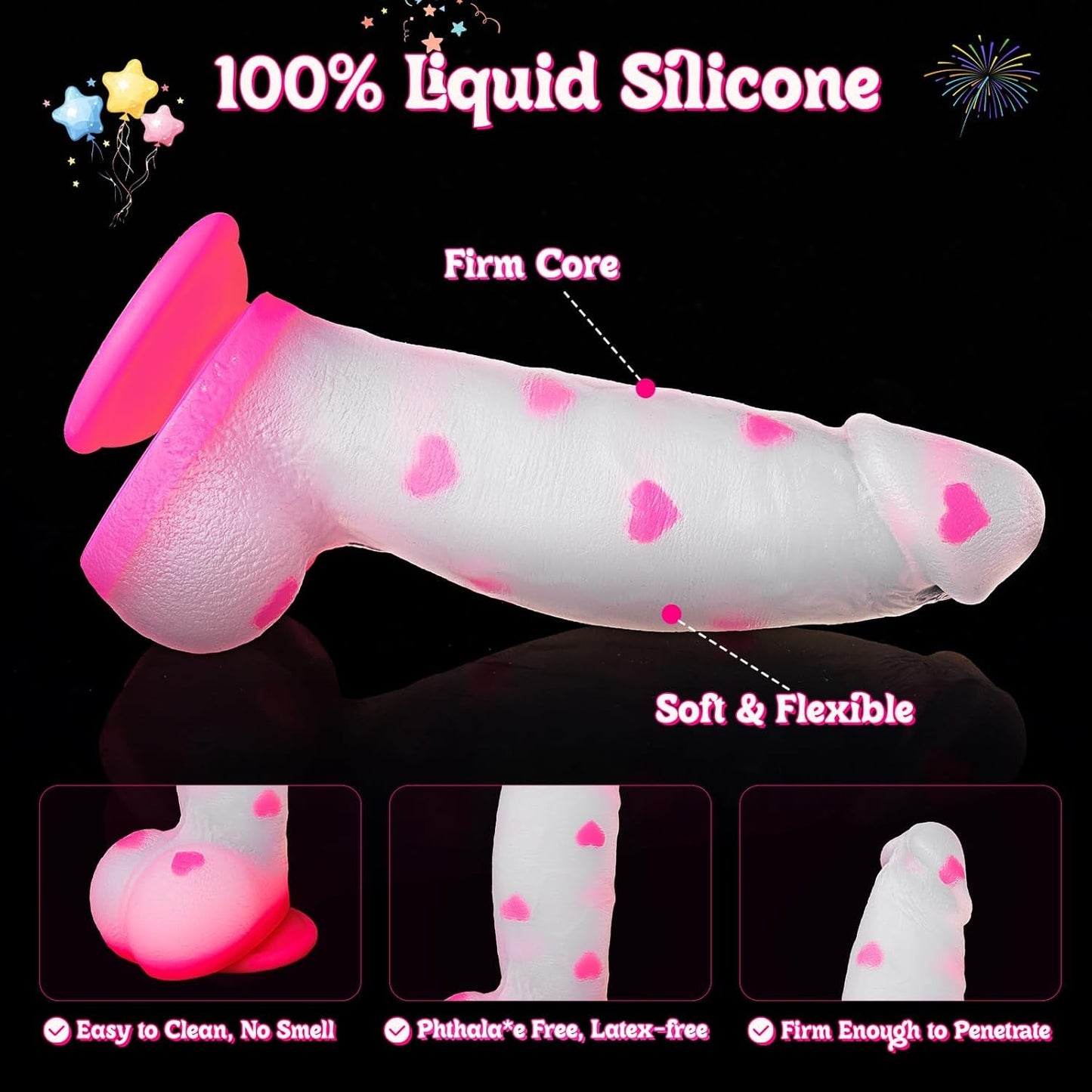 HeartThrob 8" Thick Clear Fantasy Heart Dildo - Vixen | Nova Network
