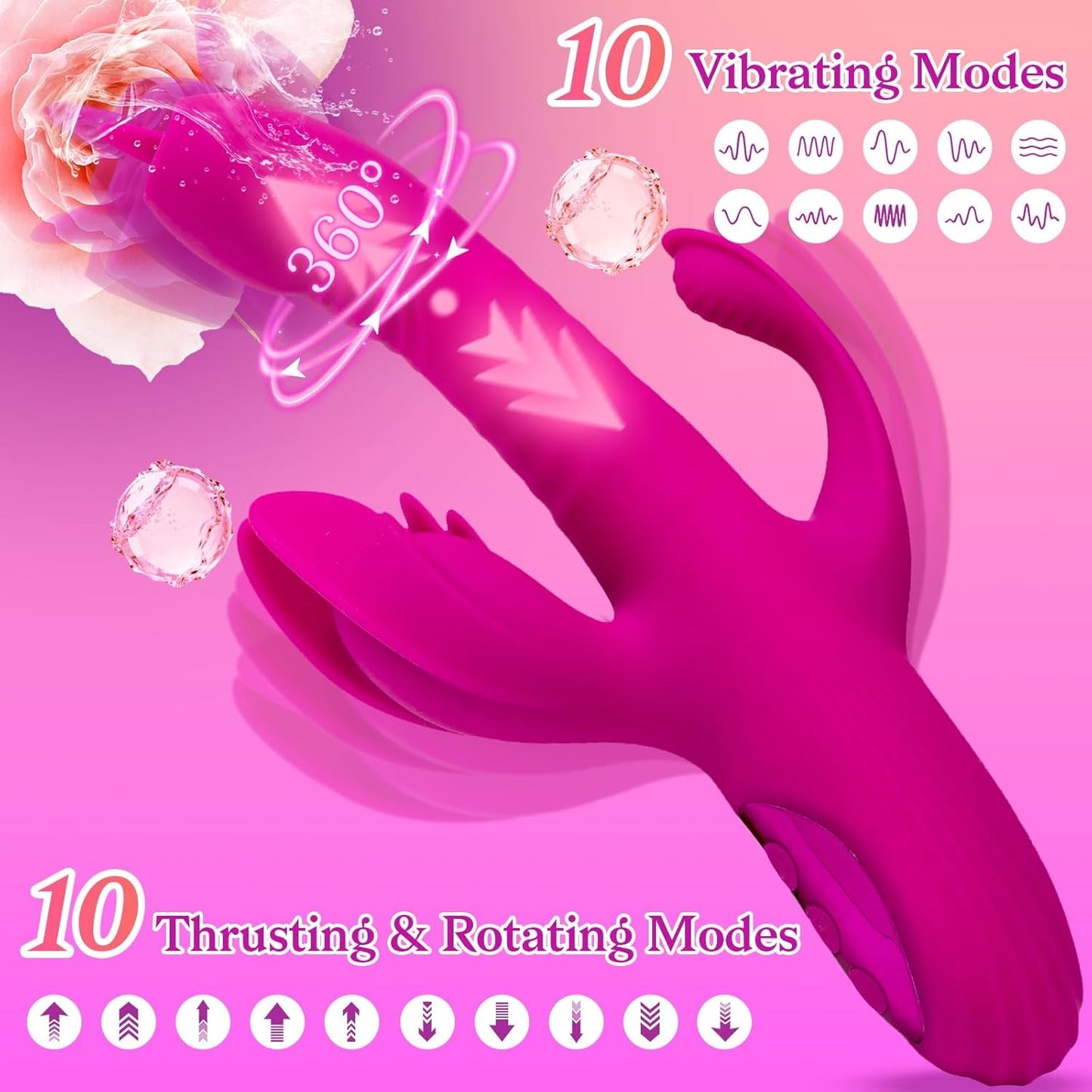 HeatRush Thrusting 3 - in - 1 Rabbit Vibrator - Vixen | Nova Network