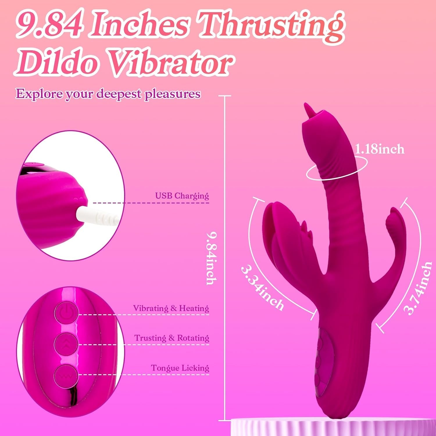 HeatRush Thrusting 3 - in - 1 Rabbit Vibrator - Vixen | Nova Network