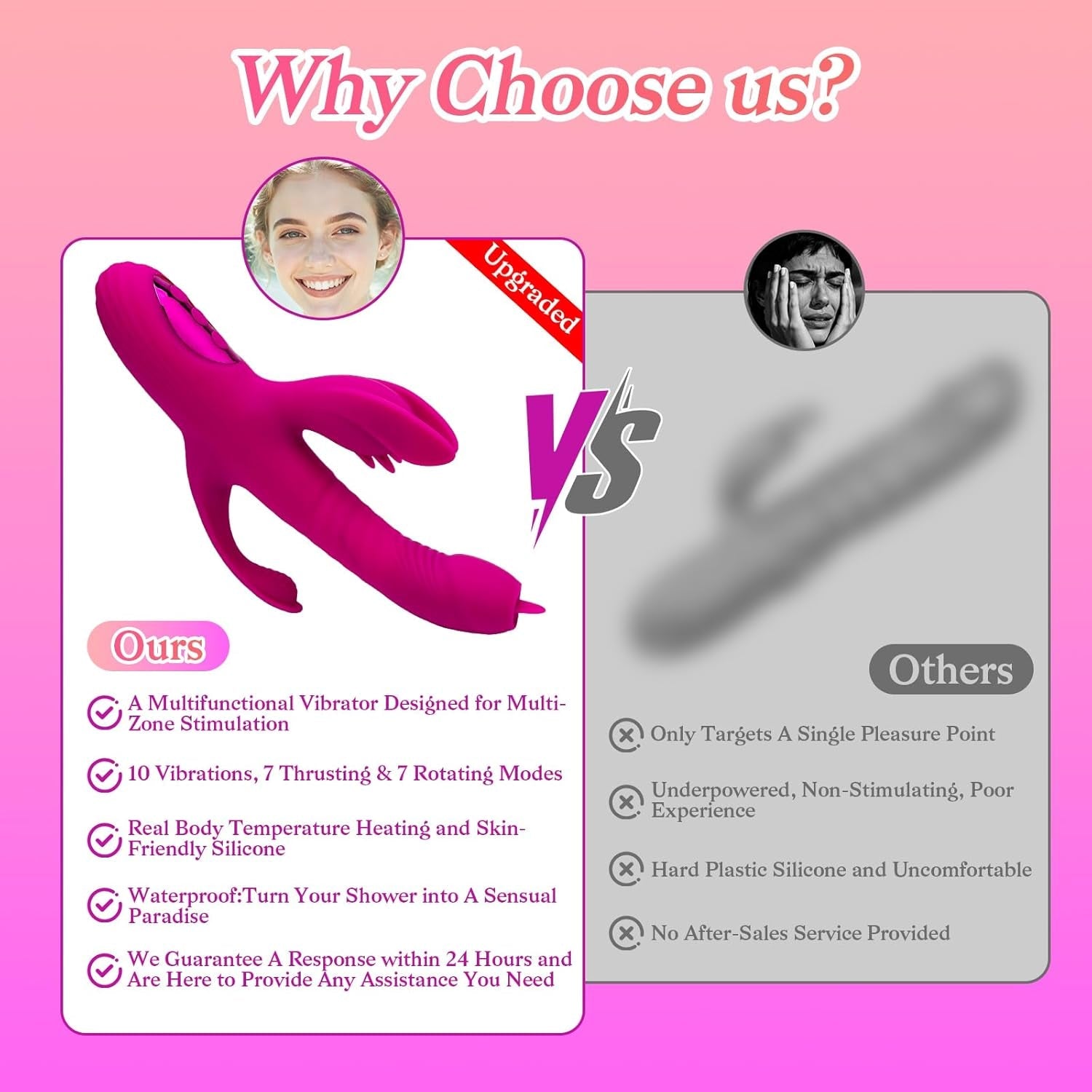 HeatRush Thrusting 3 - in - 1 Rabbit Vibrator - Vixen | Nova Network
