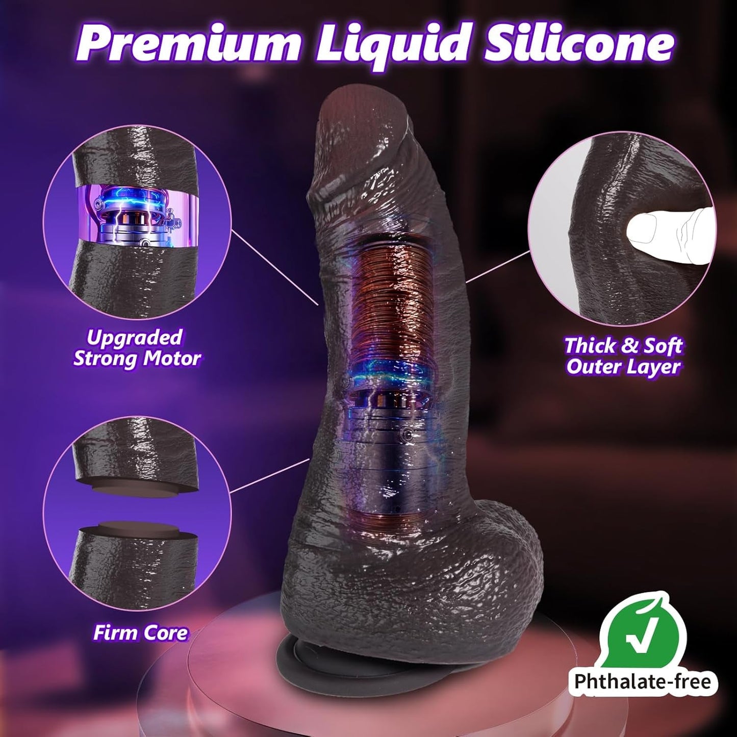 HeatSurge Thick Thrusting Heated Dildo Vibrator 8.3" - Vixen | Nova Network