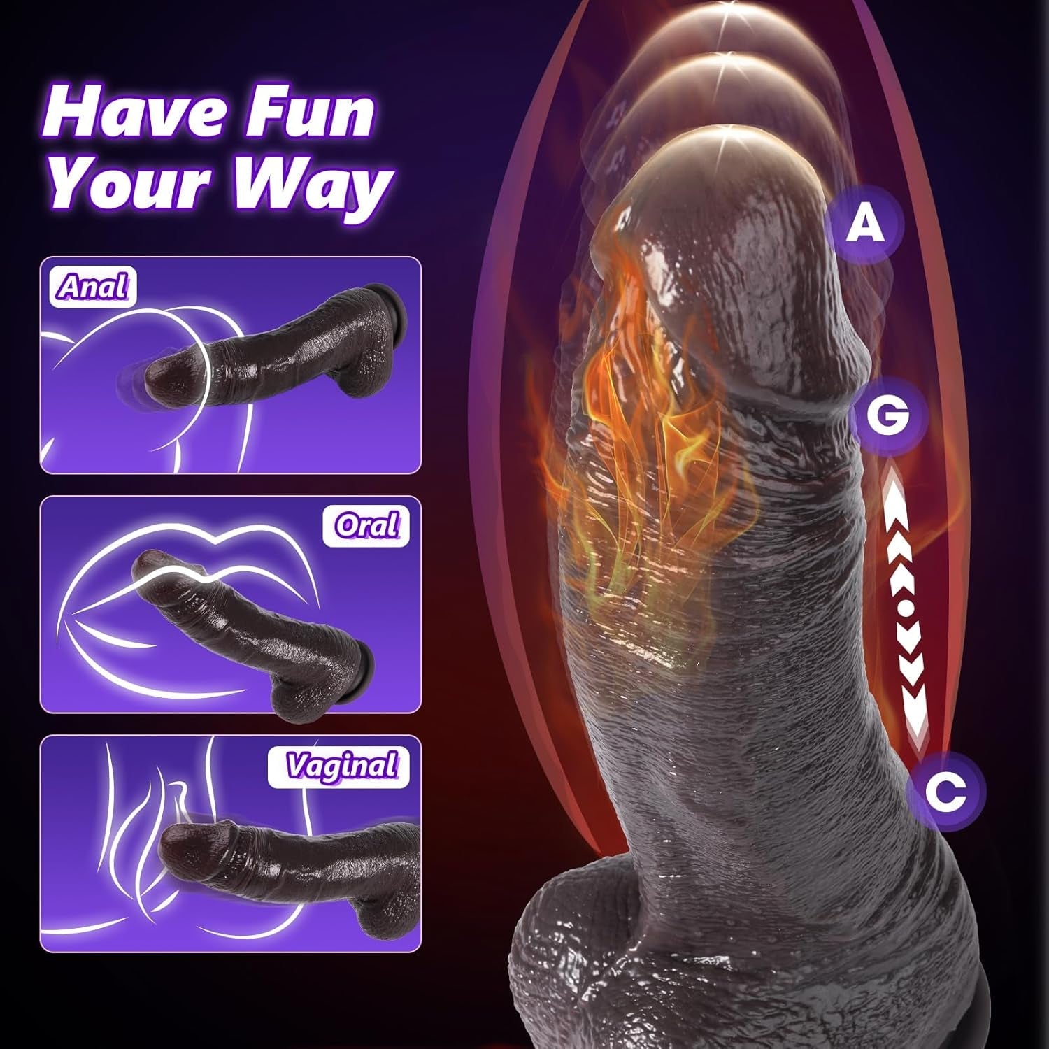 HeatSurge Thick Thrusting Heated Dildo Vibrator 8.3" - Vixen | Nova Network