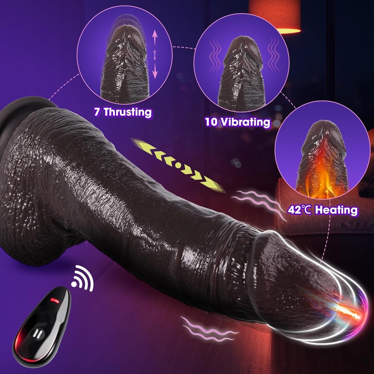 HeatSurge Thick Thrusting Heated Dildo Vibrator 8.3" - Vixen | Nova Network